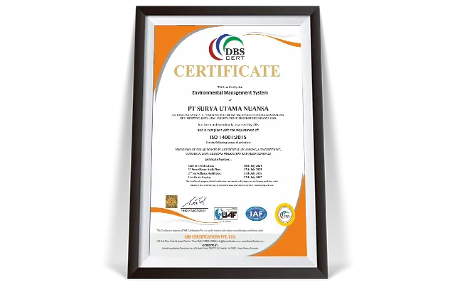 ISO 14001 certificate