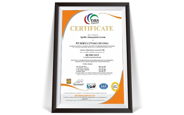 ISO 9001 certificate